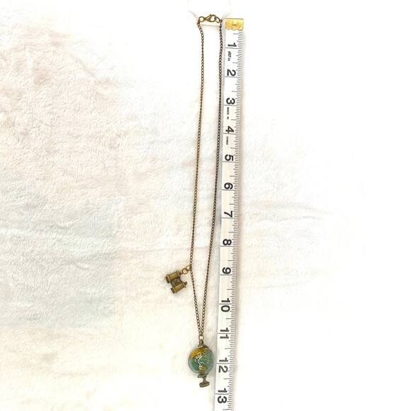 Necklace Charm Globe & Binoculars Charm Explorer Travel Wanderlust Gift - Picture 4 of 4